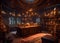 Alchemist lab. A strange room of curiosities filled with lots of bottles and glass jars. CG Artwork Background. AI generated