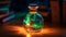 A alchemists flask with glowing fluid inside.Generative AI