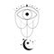 Alchemy esoteric mystical magic celestial talisman with evil eye, moon, stars