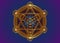 Alchemy occult Mandala Metatrons Cube Flower of Life. Gold Sacred geometry graphic element magic hexagram. Vector Mystic sign