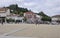 Alcobaca, 20th July: Panorama of Praca 25Abril from Downtown of Alcobaca in Portugal