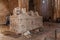 Alcobaca, Portugal - July 17, 2017: Gothic Tomb of Queen Ines de Castro with recumbent effigy and angels. Monastery of Santa Maria