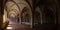 Alcobaca, Portugal - July 17, 2017: Monks dormitory of Monastery of Santa Maria de Alcobaca Abbey. Masterpiece of Medieval Gothic