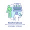 Alcohol abuse concept icon. Alcoholic dependence, addiction idea thin line illustration. Beer alcoholism. Booze and