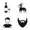 Alcohol, animal and or web icon in black style. barber, profession icons in set collection.
