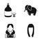 Alcohol, animal and or web icon in black style. hairdresser, profession icons in set collection.