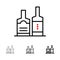 Alcohol, Beverage, Bottle, Bottles Bold and thin black line icon set