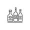 Alcohol beverage bottles line icon, outline vector sign, linear pictogram isolated on white.