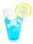 Alcohol blue curacao cocktail with lemon