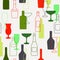 Alcohol bottles and glasses pattern