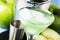 Alcohol cocktail apple martini with gin, dry vermouth, liquor, a