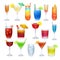 Alcohol coctails and other drinks set