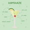 Alcohol drink, cocktail and beverages recipe. Kamikaze. Menu design. Bartender guide. Flat vector illustrtaion