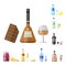 Alcohol drinks beverages cocktail appetizer bottle lager container drunk different snacks glasses vector illustration.