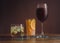 Alcohol drinks on dark solid background