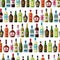 Alcohol drinks seamless pattern. Bottles for restaurants and bars