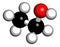 Alcohol ethanol, ethyl alcohol molecule, chemical structure. 3D rendering. Atoms are represented as spheres with conventional.