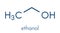 Alcohol ethanol, ethyl alcohol molecule, chemical structure. Skeletal formula.