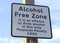 Alcohol Free Zone street sign