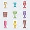 Alcohol glasses labels icons