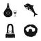 Alcohol, hairdresser and or web icon in black style. sea animal, barber icons in set collection.