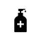 Alcohol hand disinfection soap icon. Coronavirus hand gel disinfect bottle alcohol sanitizer