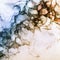 Alcohol ink waves background in subtle tones of blue, brown and orange