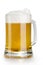 Alcohol light beer mug with froth isolated