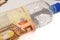 Alcohol lotion wrapped with fifty euro banknote