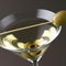 Alcohol, martini with olive and vodka, traditional cocktail drink. Evening classic drink. AI generated