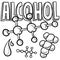 Alcohol molecule science sketch