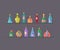Alcohol and potion beverages set in pixel art style