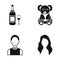 Alcohol, profession and or web icon in black style. hairdresser, animal icons in set collection.