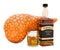 Alcohol`s effects on the pancreas concept. Human pancreas with alcohol drink. 3D rendering