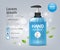 Alcohol sanitizer gel and hand wash bottle template, Jasmine fragrance