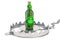 Alcohol Trap concept. Beer bottle in the trap, 3D rendering
