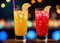 Alcohol tropical coctails in the bar. Generative AI