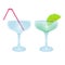 Alcoholic cocktail beverage vector set collection on white background