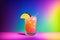 Alcoholic cocktail. Cool alcoholic drink on colored background. Generative AI.