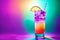 Alcoholic cocktail. Cool alcoholic drink on colored background. Generative AI.