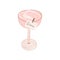 Alcoholic cocktail pink margarita or prosecco-based drink. Sticky note to the glass, text drink me