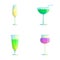 Alcoholic drink icons set cartoon vector. Various colorful cocktail