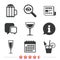 Alcoholic drinks signs. Champagne, beer icons.