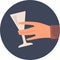 Alcoholism concept. The girl`s hand drops an empty glass. Vector flat