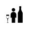 Alcoholism sign. Man and alcohol bottle icon. Concept illustration of logo Human and wine. Incurable disease