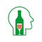 Alcoholism sign. Man and alcohol bottle icon. Concept illustration of logo Human and wine. Incurable disease