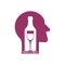 Alcoholism sign. Man and alcohol bottle icon. Concept illustration of logo Human and wine. Incurable disease