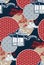 Alcove bridge maple circles japanese chinese vector design pattern blue red