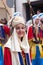 Alcoy, Spain - April 22, 2016: People dressed as Christian legion marching in annual Moros y Cristianos parade in Alcoy, Spain on