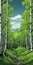 Alder Forest In Rocky Mountains: Vibrant Green Aspen Illustration